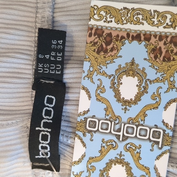 Boohoo Tie Waist Ribbed Jersey Lounge Leggings in Ice Purple Gray size 4 - Picture 5 of 7